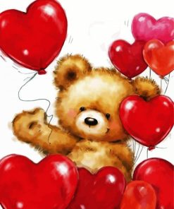 Aesthetic Teddy Bear And Balloons Paint By Number