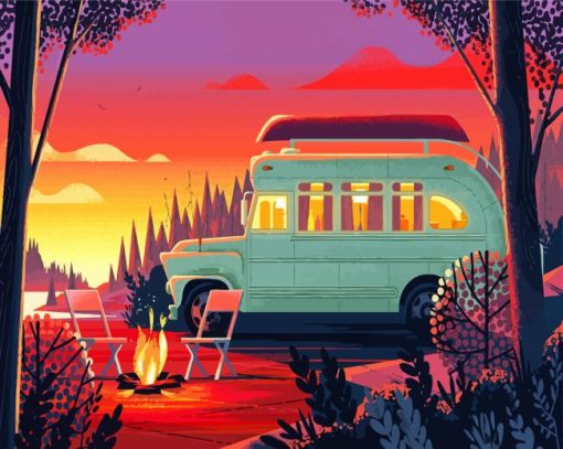 Aesthetic Vanlife Illustration paint by numbers