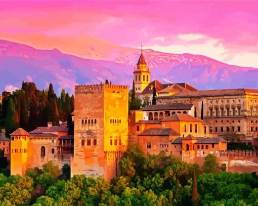 Alhambra Palace Granada Spain paint by numbers