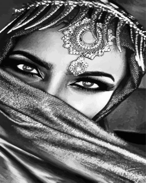 Arab Woman Black and White paint by numbers
