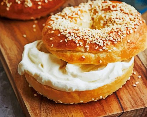 Bagel With Cream Cheese Paint By Number
