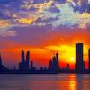 Bahrain Skyline Sunset Silhouette Paint By Number