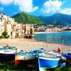 Cefalu Boats on The Beach paint by numbers