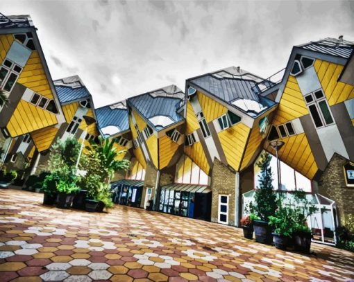 Cube Houses Rotterdam paint by numbers