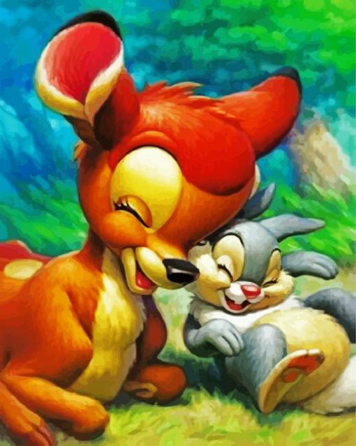 Cute Bambi and Thumper paint by numbers