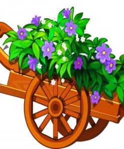 Floral Wheelbarrow paint by numbers