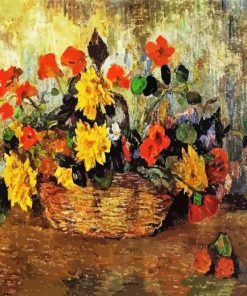 Nasturtiums Dahlias In A Basket Gauguin Paint By Number