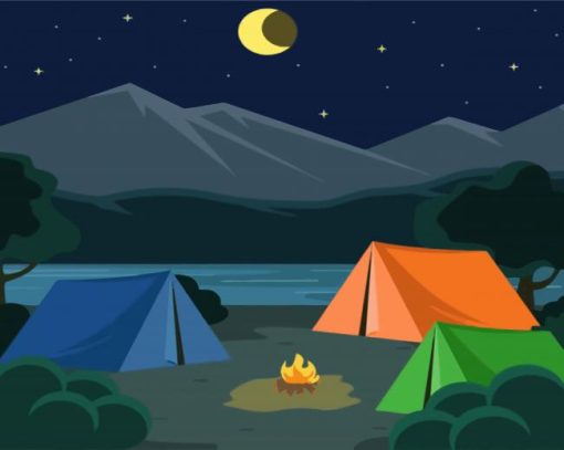 Night Camping illustration Paint By Number