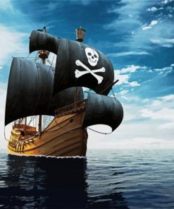 Pirate Ship in Sea paint by numbers