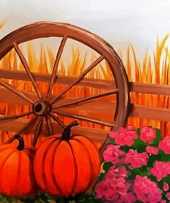 Pumpkins And Flowers Paint By Number