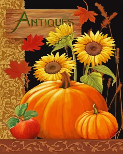 Pumpkins And Sunflowers Paint By Number