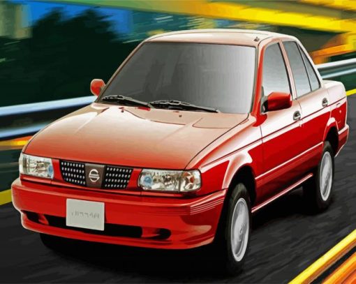 Red Nissan Tsuru Car Paint By Number