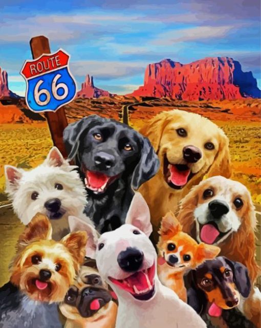 Route 66 Dog paint by numbers