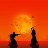 Samurais Fighting Silhouette paint by numbers