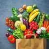 Shopping Bag Full of Fresh Vegetables and Fruits paint by numbers
