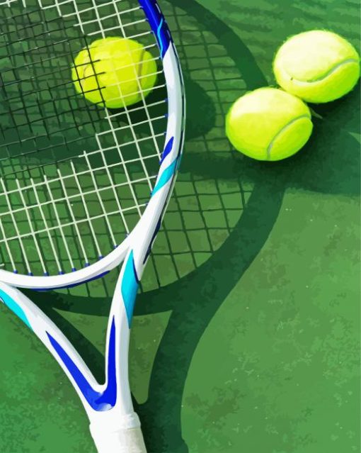 Tennis Balls And A Racket Paint By Number