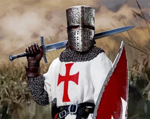 The Templar Knight Holding Sword Paint By Number