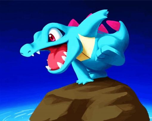 Totodile Pokemon Illustration paint by numbers