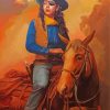 Wester Lady On A Horse Paint By Number