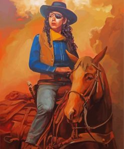 Wester Lady On A Horse Paint By Number