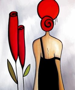 Woman and Red Flowers paint by numbers