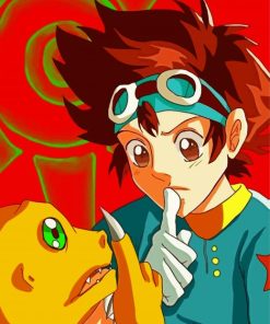 Agumon And Tai Kamiya Digimon Paint By Number