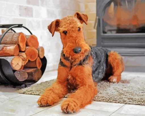 Airedale Terrier Dog Sitting Paint By Number