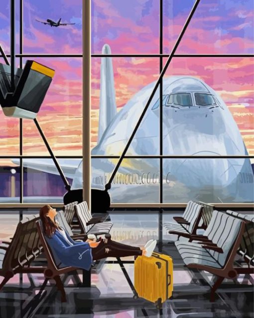 Girl At Airport Paint By Number