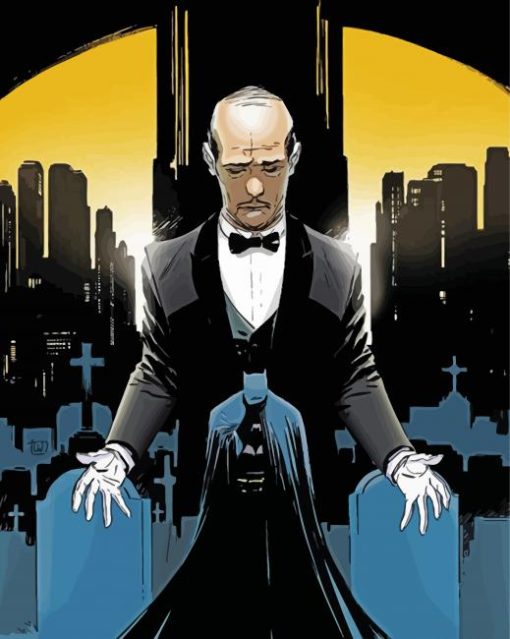 Alfred Pennyworth and Batman paint by numbers
