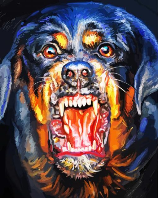 Angry Rottweiler Dog Paint By Number