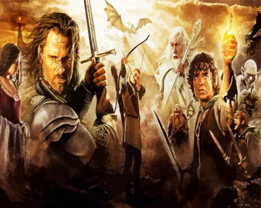 Aragorn and Characters of Lord of The Ring paint by numbers