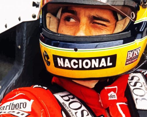 Ayrton Senna Wearing A Helmet Paint By Number