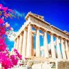 Blossoms Parthenon Greece paint by numbers