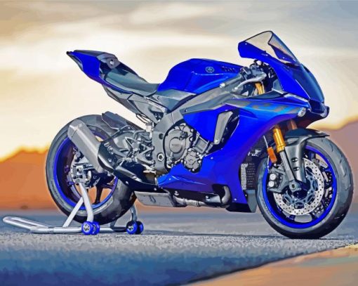 Blue Blue Motorcycle paint by numbers