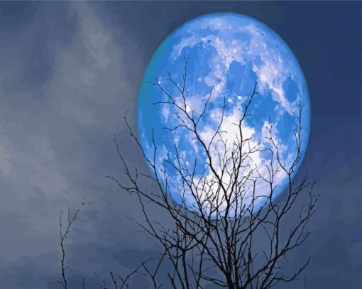 Blue Full Moon Paint By Number