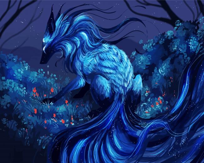Blue Nine Tailed Fox Paint By Number