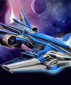 Blue Space Ship Paint By Number