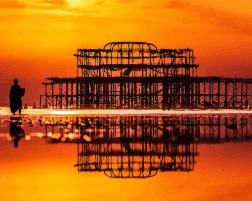 Brighton Pier Silhouette Paint By Number