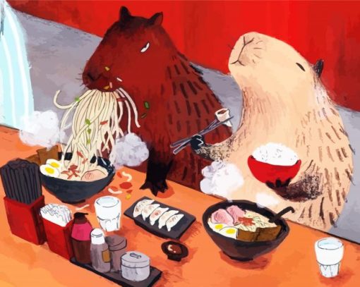 Capybara Eating Sushi Paint By Number