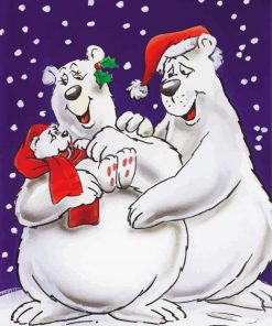 Christmas Polar Bears paint by numbers