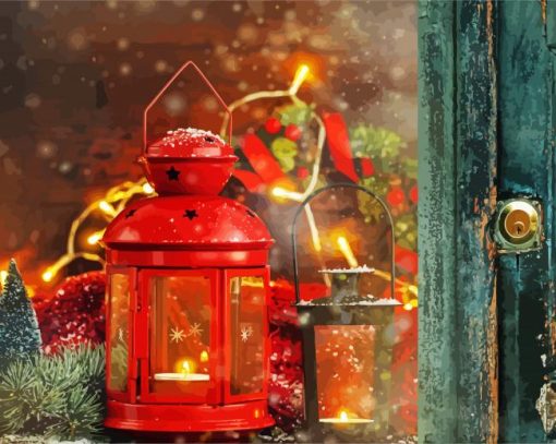 Christmastide Red Lantern Paint By Number