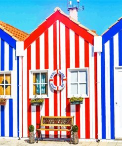 Colored Houses Aveiro paint by numbers