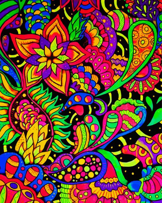 Colorful Psychedelic Flowers Paint By Number