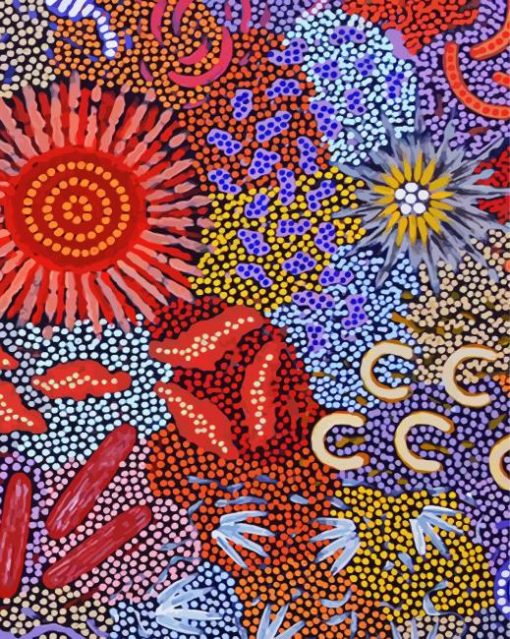 Colorful Aboriginal Art paint by numbers