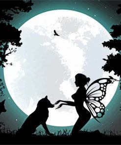 Fairy With Wolves Paint By Number