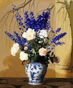 Delphiniums and Roses in Vase paint by numbers