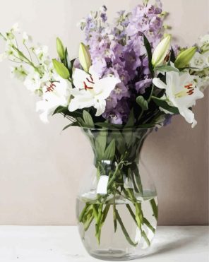 Delphiniums and Lilies Vase paint by numbers