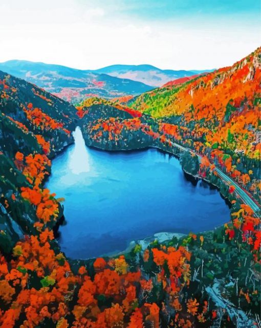 Fall Foliage Adirondack Mountains paint by numbers