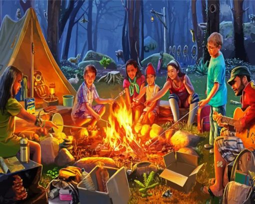 Family Campfire Paint By Number
