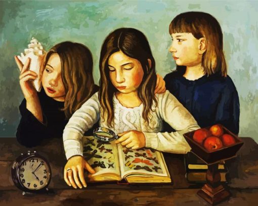 Girls Studying Nature Paint By Number